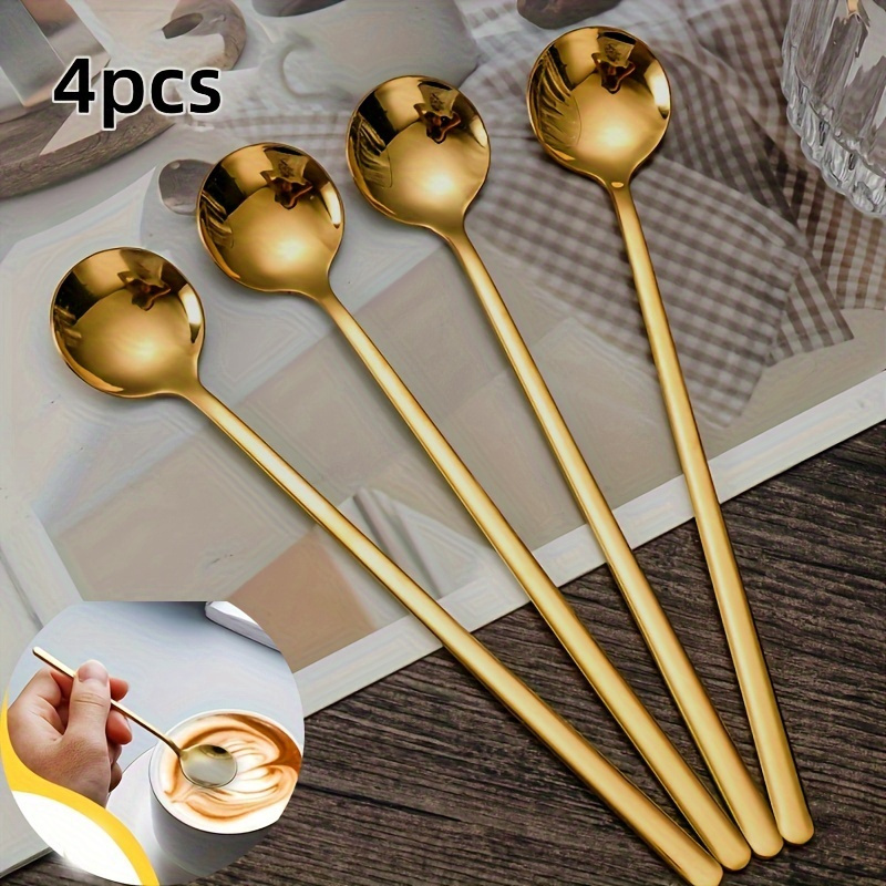 TEMU 4pcs Stainless Steel Long , For , Iced Tea, , Kitchenware For & , And