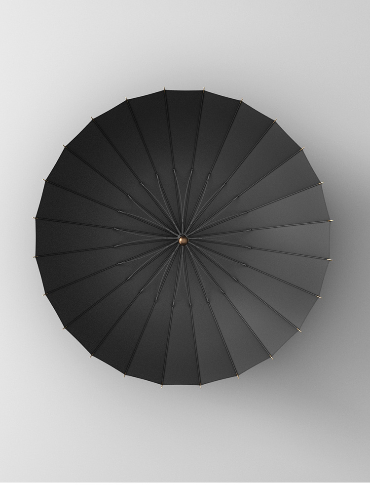  24 bone automatic long handle umbrella durable steel wood windproof rainproof black with brown accents stylish for home office office umbrella minimalist umbrella wooden handle umbrella details 9