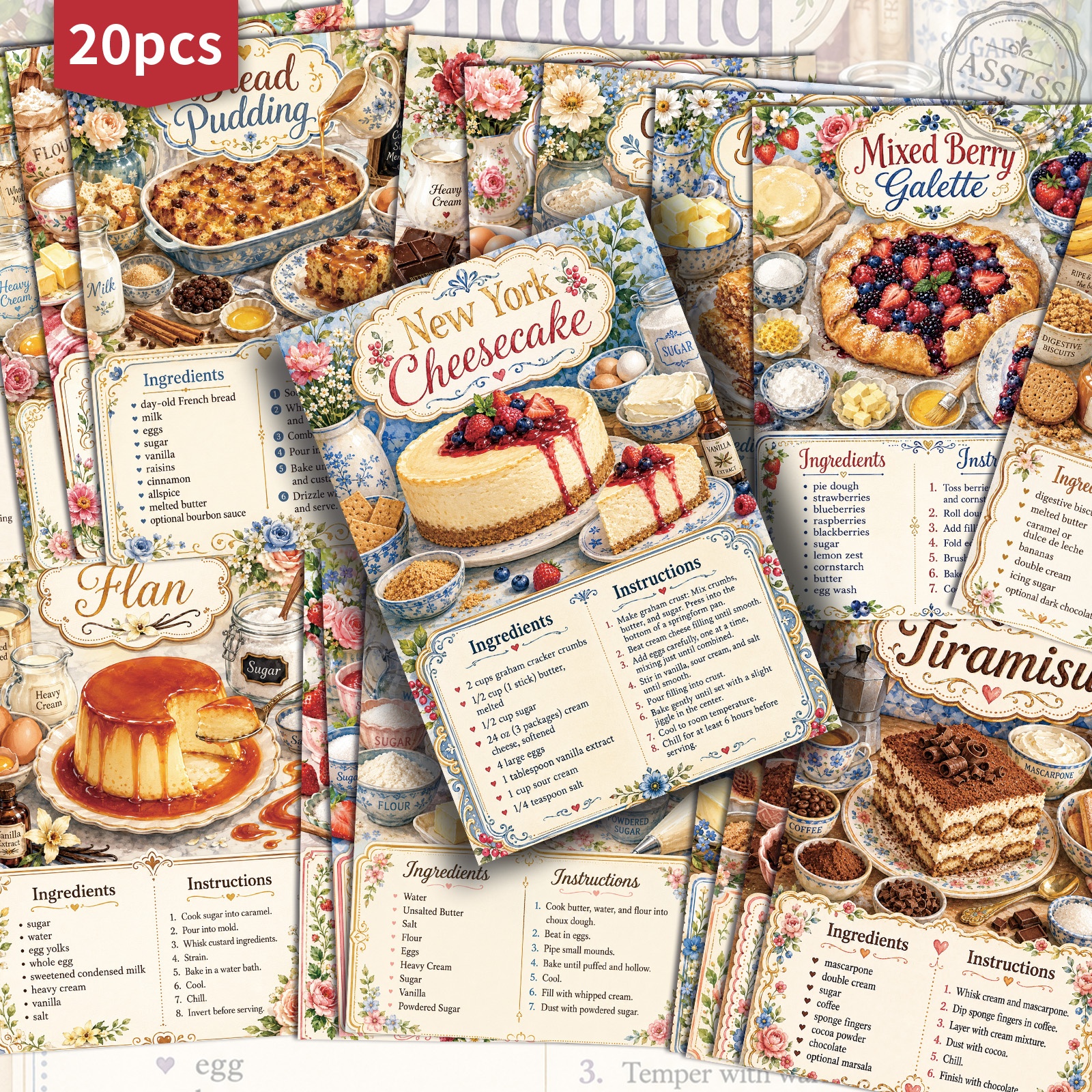 20-pack Asstss Vintage Recipes Postcards - 4x6 Inches Retro Junk Journal Supplies, Classic Pinup Illustrations…: retailer-supplied image