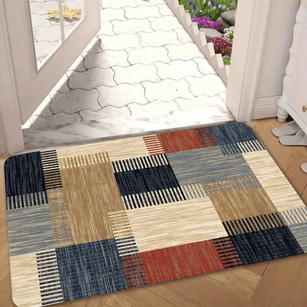 TEMU 1 de alfombra minimalista de patchwork, un tapete antideslizante para entradas de casa, un felpudo decorativo versátil adecuado para salas de