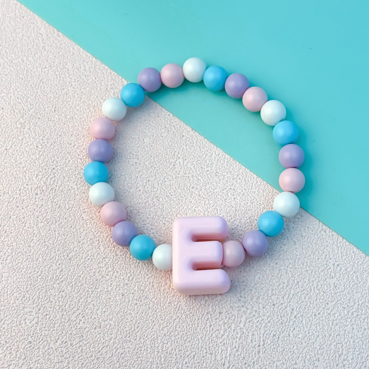 Playful Cartoon Macaron Multicolor Letter Elastic Bracelet