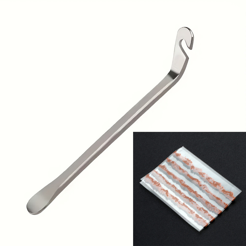 TEMU High-quality Bicycle Tire Levers And A Tire Patch Strip | Heavy-duty Stainless Steel Tire Changing Tool With Ergonomic Handle And Pointed Tip,