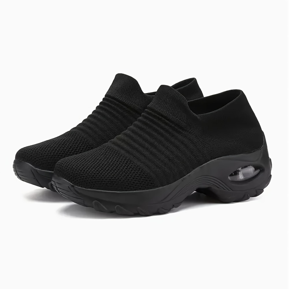 TEMU Women's Slip-on Sneakers With Cushion Technology - Mid-top Casual Shoes, Lightweight , Soft Fabric Upper & Cushioned Heel/liner, Round Toe All-