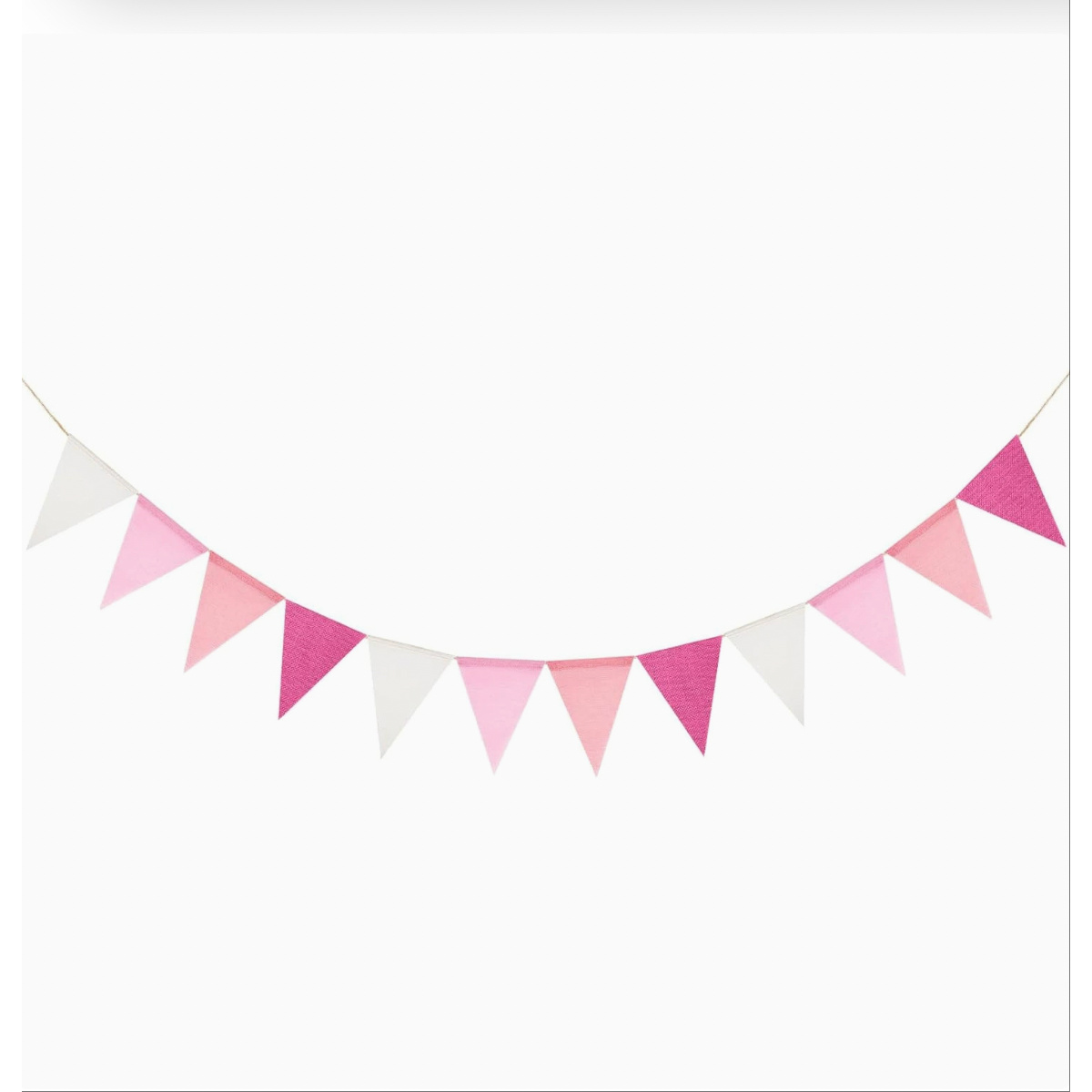 157.48inch Colorful Pink Jute Triangle Flags Banners Birthday Wedding Christmas Party Decoration Flags Banners Hanging Home Decoration