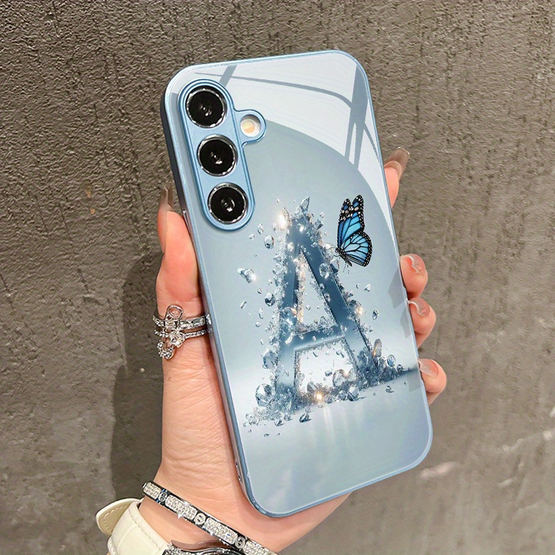 Metuljčkova Črka A Vzorec Ovitek za Telefon za A53/A54/A55/A52/A35/A34/A33/A32/A25/A23/A15A/14/A13/A05s/S20/S21 FE/S22 Ultra/S23/S23