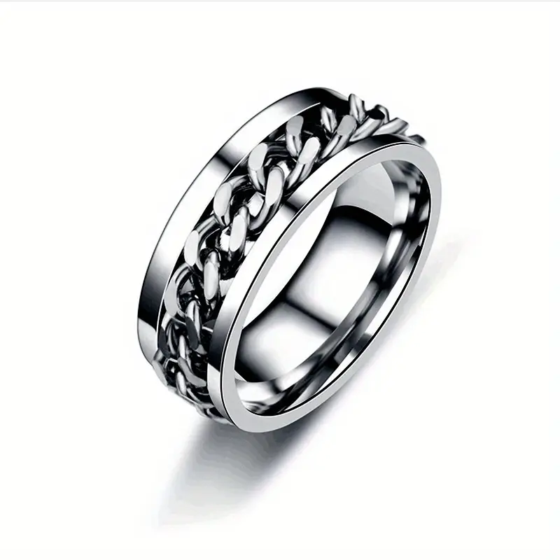 925 silver rotatable chain ring fashion creative casual attire mens and womens rings Product details 2
