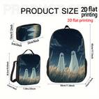 2d flat 1pc 3pcs pocket backpack with two ghosts in a wheat field at night lightweight durable casual lunch bag pencil case adjustable shoulder straps zipper closure polyester lining for daily backpack for school design 2d flat