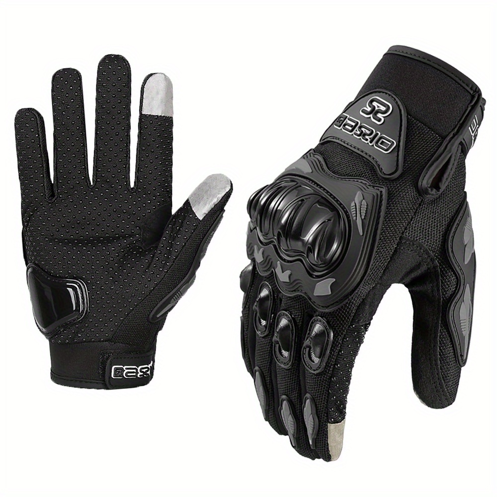 TEMU Full-finger Motorcycle Gloves That Airflow - Featuring A Grip And Touchscreen For Men And Women - Sturdy Motocross And Racing Gloves In Black And Red