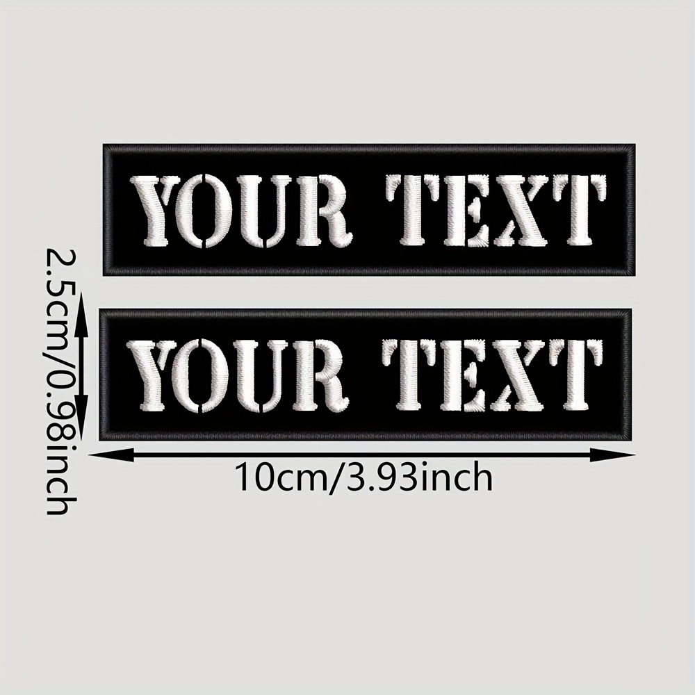 TEMU 2pcs Custom Embroidered Fabric Patches With Personalized Name Text, Featuring A Hook Side And Self-adhesive Fuzzy Backing Clothing Decoration