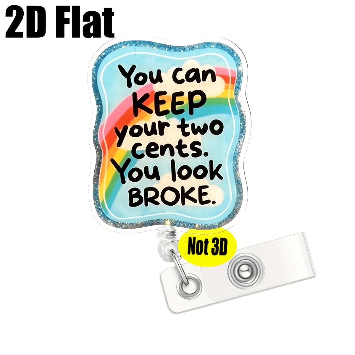 TEMU 2d Creative Fun Badge Reel 1pc, Lightweight Retractable Name Badge Lanyard With Waist Clip, Suitable For Nurses, Staff, Doctors, Nursing | Id