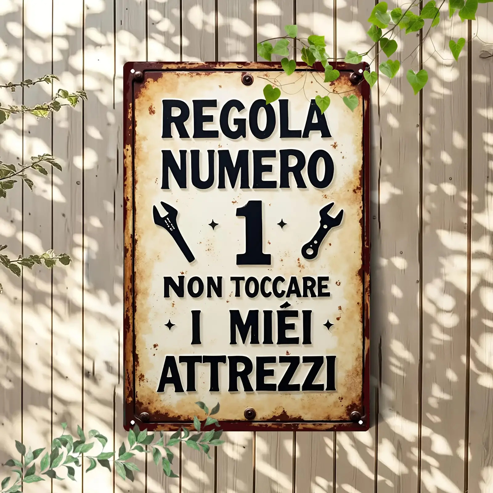 TEMU 2d Flat, 1pc Vintage Italian Garage Sign - : - Heavy-duty Metal Workshop Decor With Wrench & Socket Design - Rustic For Man Cave, Mechanic' -