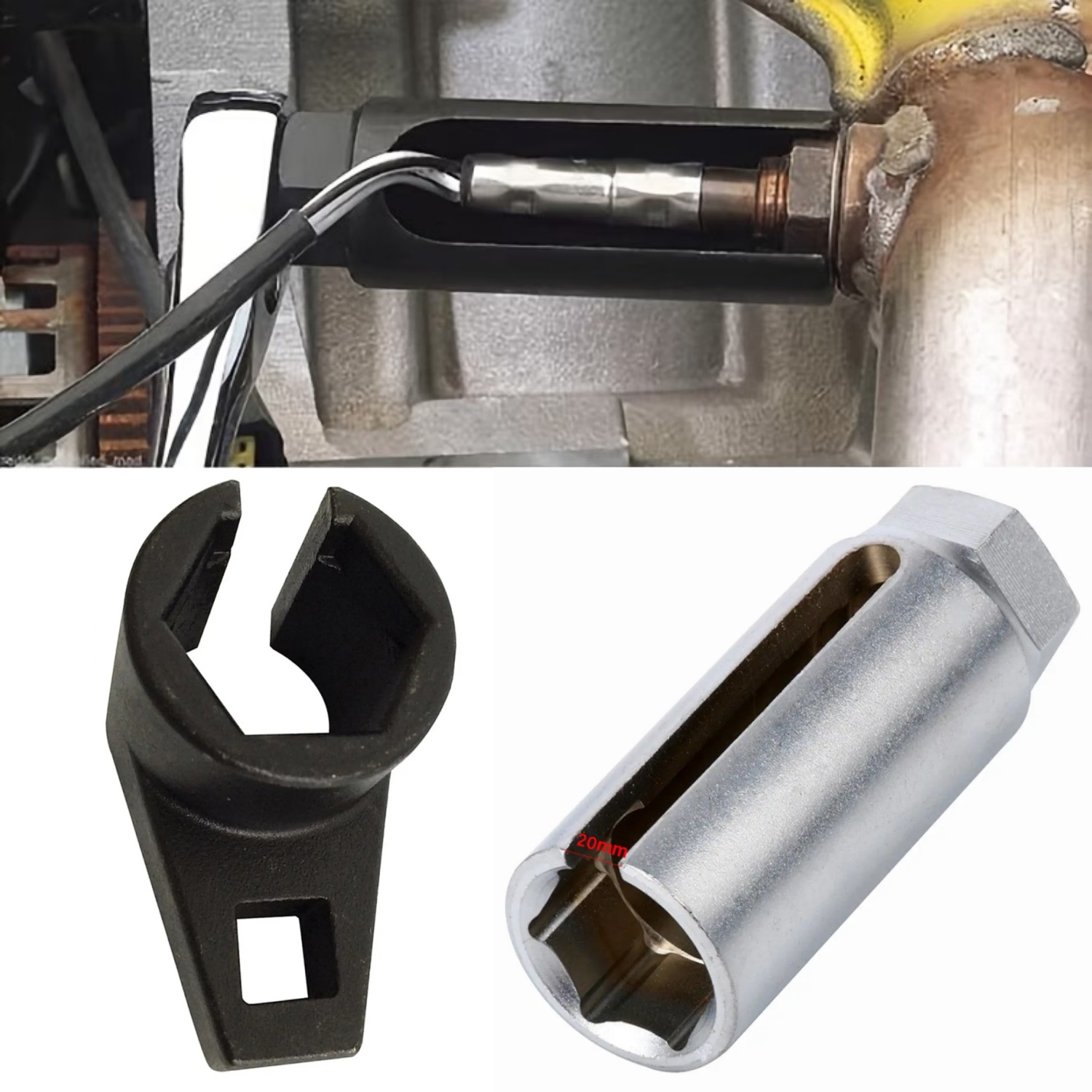 TEMU Oxygen Sensor Removal Tool Set (includes 1 Silvery Piece And Piece), 7/8 Inch (22mm) Oxygen Sensor Socket, 3/8 Offset Oxygen Sensor Wrench -