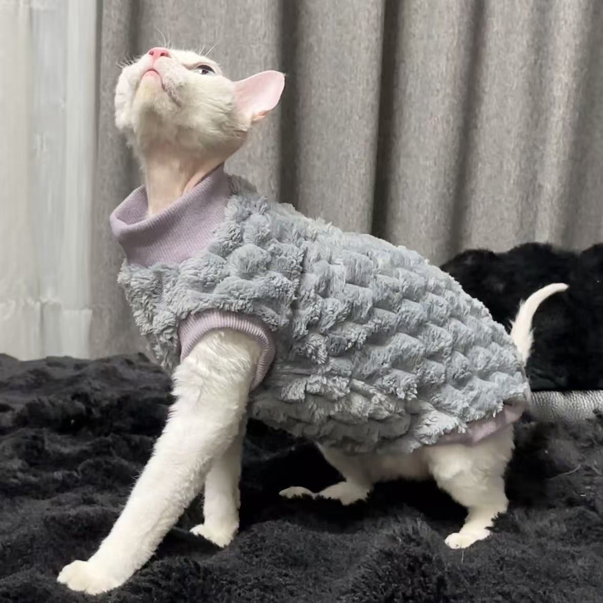 TEMU Vêtements d'Hiver en Velours pour Chats Sphynx Poils – Gilet Col Roulé pour Chaton, Costume pour Chiot, Accessoires pour Animaux de Compagnie