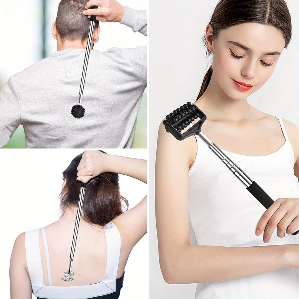   fathers day dad gifts from daughter son wife telescoping back scratcher with 5pcs detachable scratching heads stocking stuffers for men unique gift for father husband Product details 2