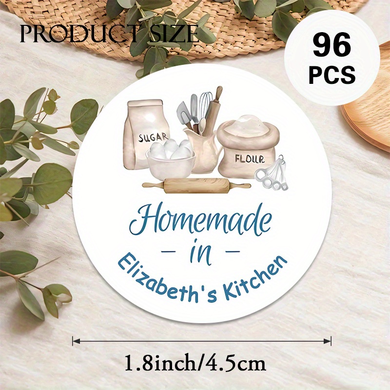 TEMU Custom 48/96pcs "baking - Themed" Round Stickers, Personalizable With Name, Etc. Kitchenware - Themed Design. Suitable For Baked Goods, Kitchen