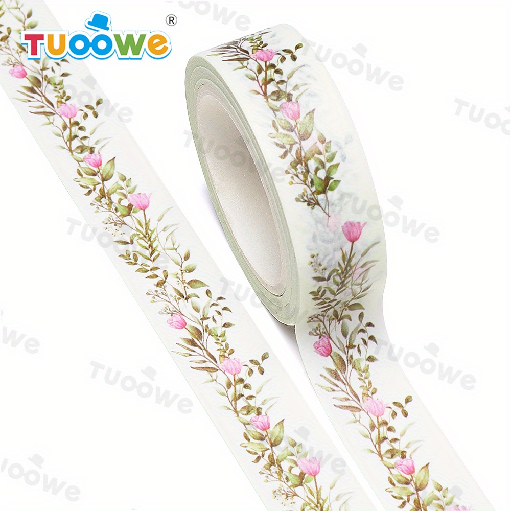 Image of 1pc Of Hand-painted Floral Seamless Paper Tape, Diary Stickers, Gift Wrapping Decoration Craft Tape
