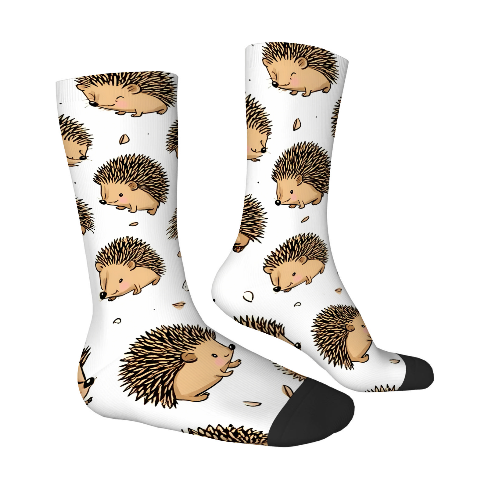TEMU 1 Pair Unisex Fashion Happy Pattern 3d Digital Printed Socks, Novelty Crew Socks, Polyester & Spandex Blend For Men And Women Gifts