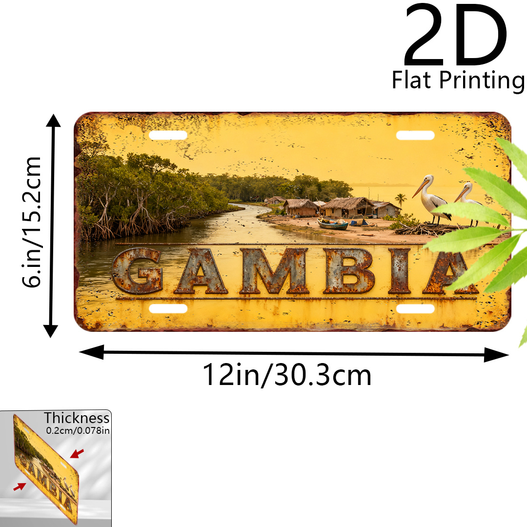 2d flat 2d printed on a flat surface single piece vintage sign decorative plaque and ornament 6 inches x 12 inches gambia city   decor vintage wall art gambia sign retirement gift present for   in gambia