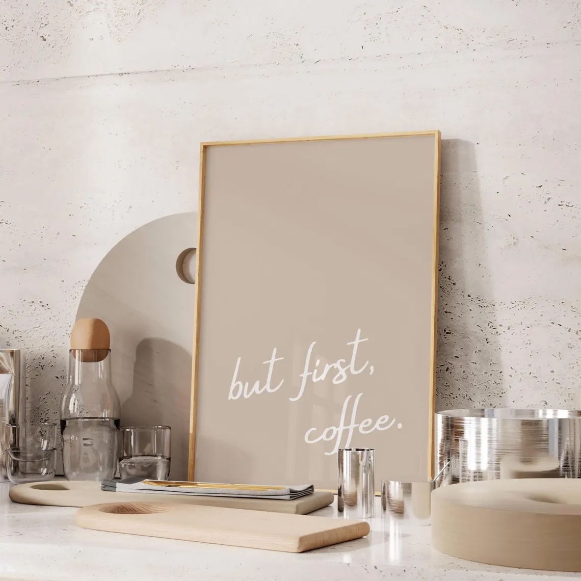 E-shop 2D-Flach, Wandkunst, Poster, „ Coffee“-Druck, neutrale minimalistische Wandkunst, modernes Kaffeeposter, niedliche Küchenästhetik, trendige