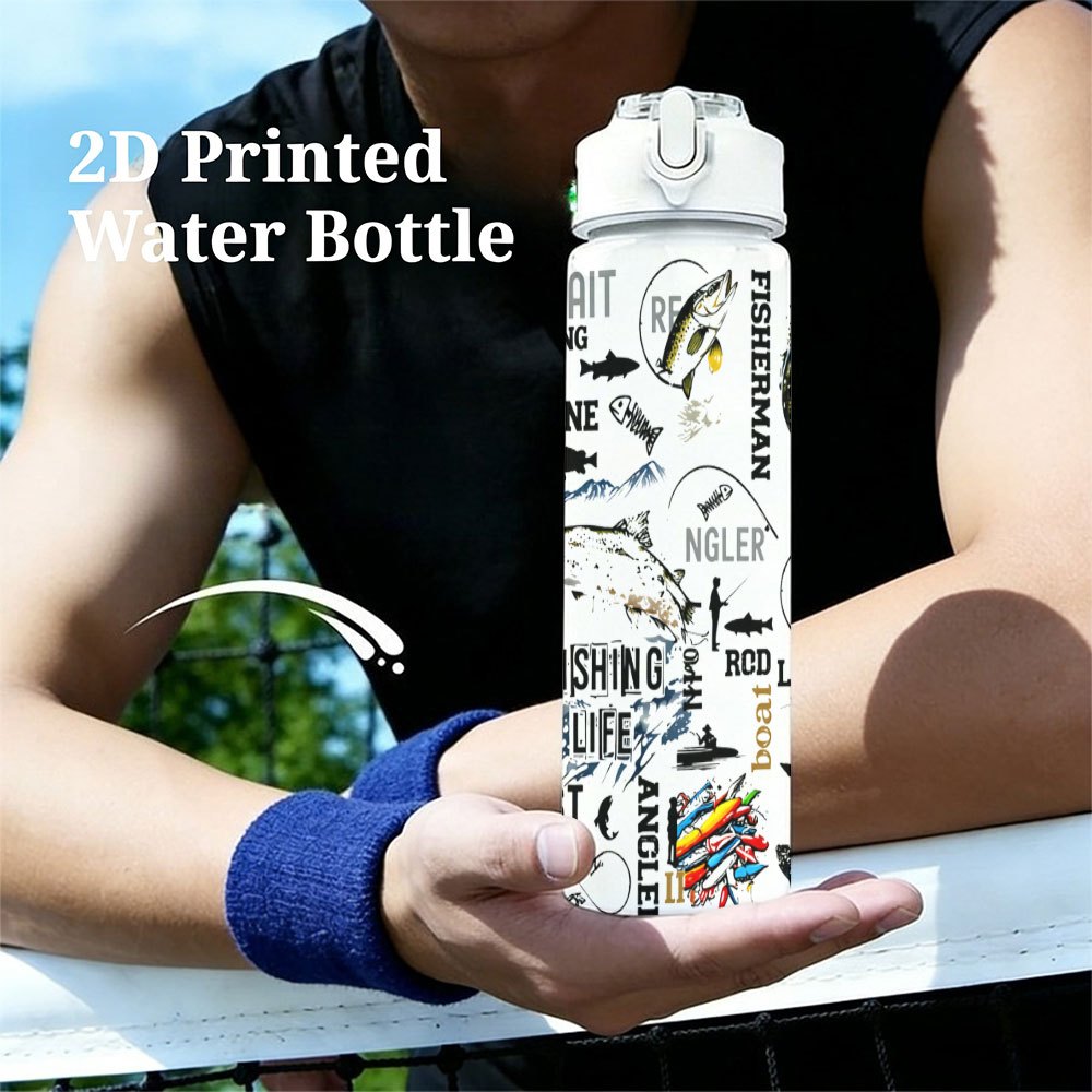 TEMU 25.9oz Lightweight, Spill-resistant Water Bottle Featuring A Fishing . Ideal For Sports, Travel, And Outdoor Activities, This Drinkware Is