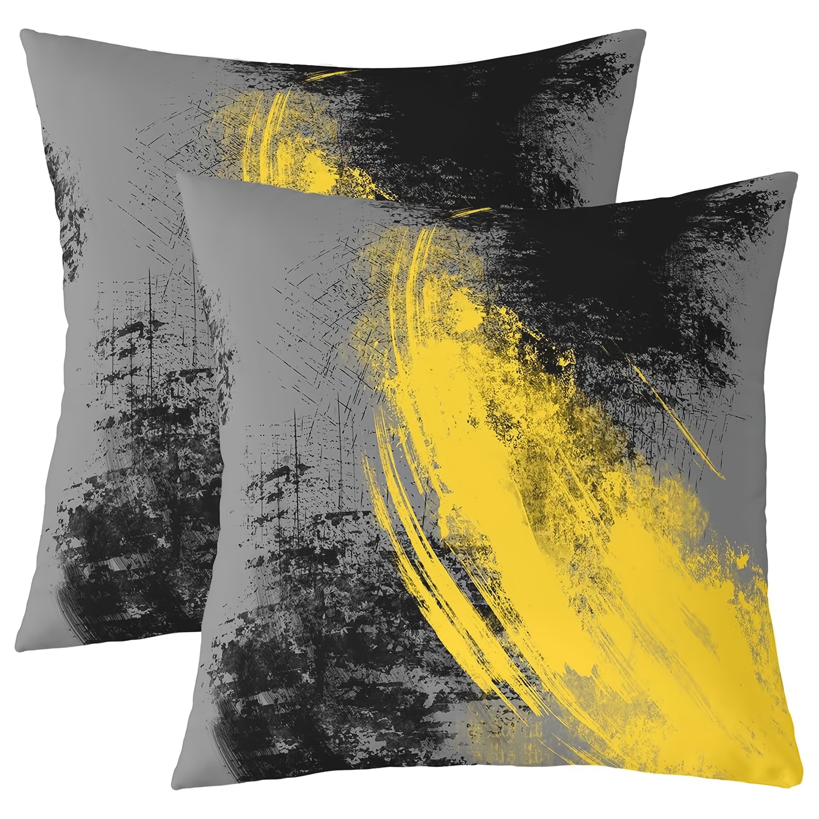 TEMU 2pcs Set, New Abstract Pillowcase For , With Gray And Color, With Yellow Patterns, Presenting A Casual And Visual Effect. Used As A Lumbar