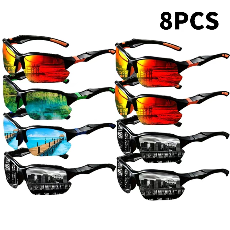 TEMU 8/12 Packs Men's Retro Fashion Glasses Suitable For Driving, Fitness, & Daily Use - True Color Coating, Durable Frame & Lens, Stylish Visor