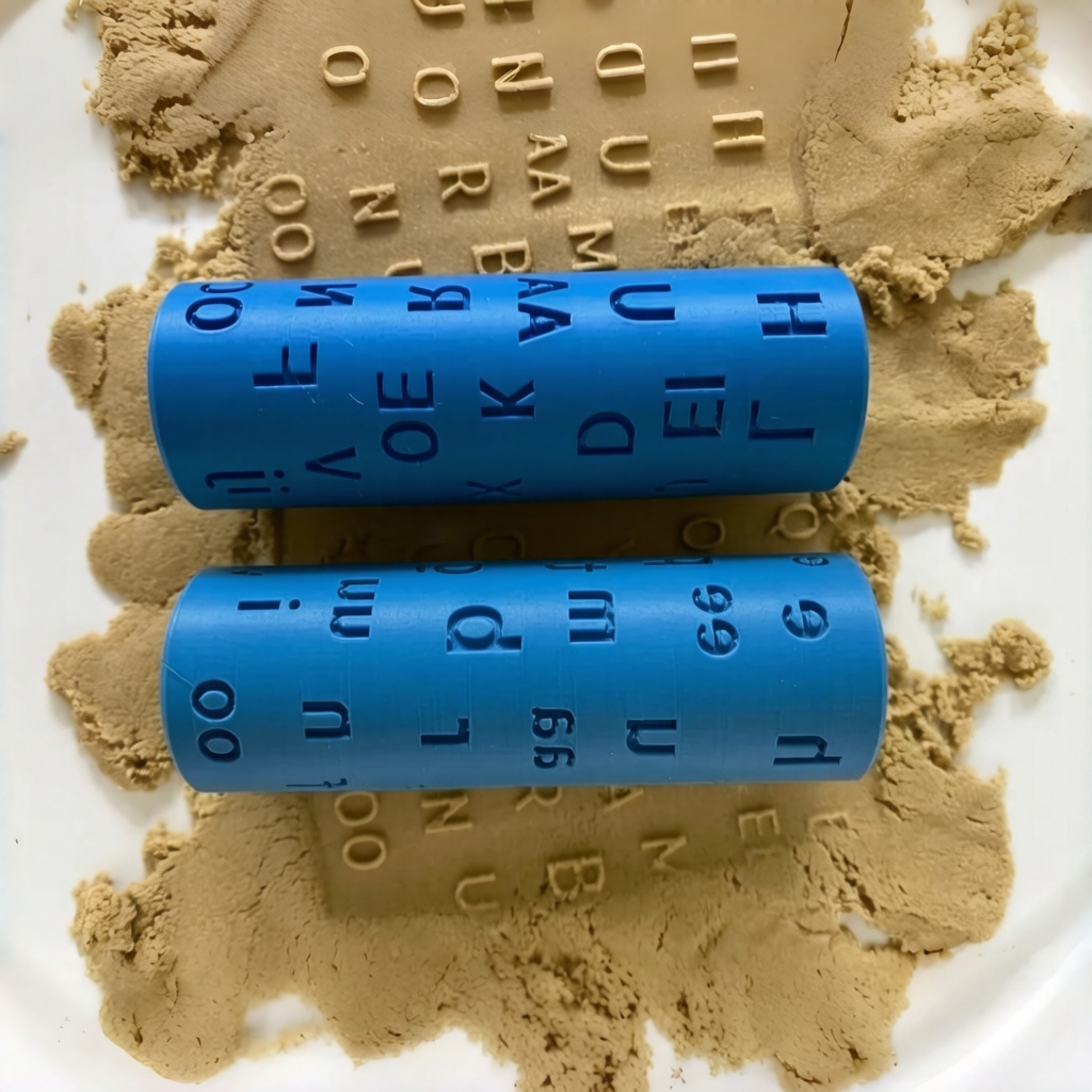 TEMU 2pcs Clay Rollers With Printed And Handwritten Letters, Durable Plastic Embossing Tool, Suitable For Polymer Clay And Ceramic Texture Rolling,