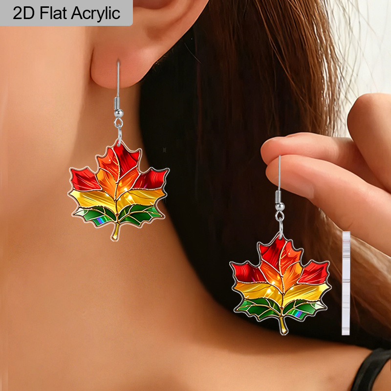 Autumn Gradient Maple Leaf Acrylic Dangle Earrings