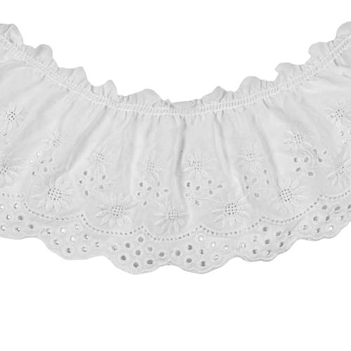 2.74 meter 13.97 cm Wide Sewing Cotton Ribbon, Vintage Pleated Lace Trim Cotton Lace Trim for Sewing Crafts Clothing Decoration Wedding Bridal (White)