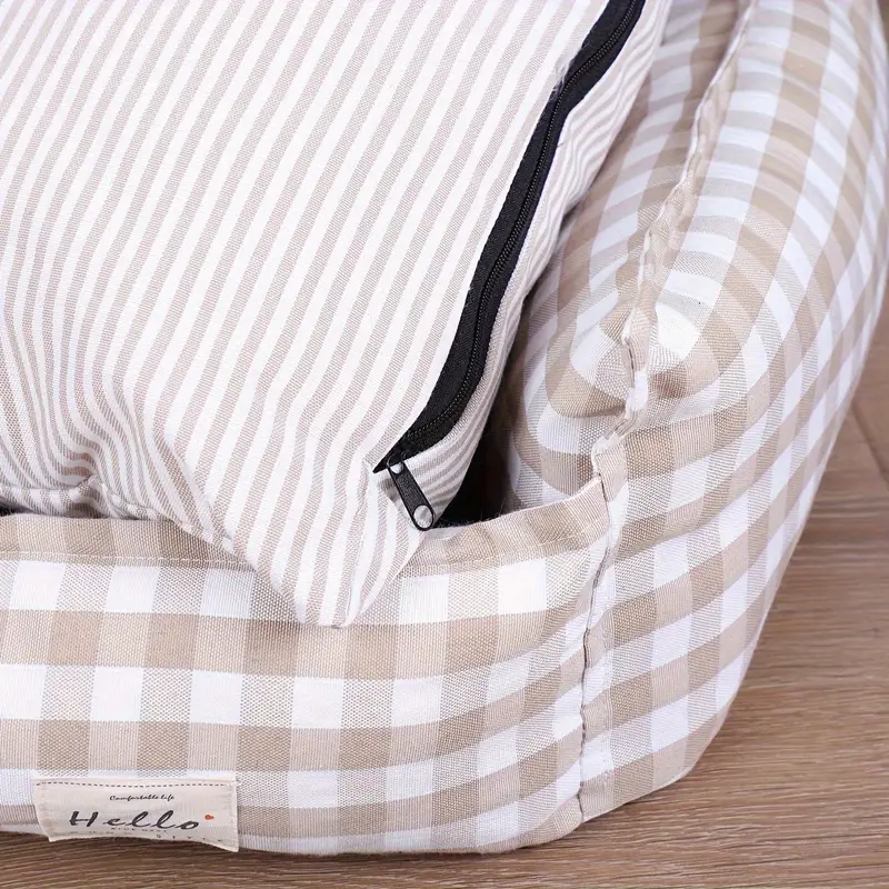 cozy checkered pet bed for dogs cats removable washable polyester nest indoor comforter style bedding with vacuum packaging for plush cushion durable construction home pets Product details 3