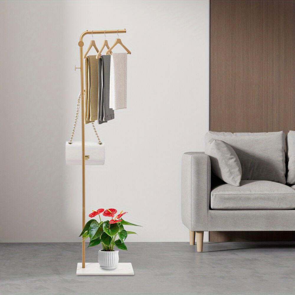 Image of Golden Clothing Rack, Modern Coat Rack, Freestanding Golden Coat Garment Rack For Entryway Hallway Office Or Bedroom Home Coat Hanger Stand, Coat Hanger Hat Hanger, 67 Inch Height