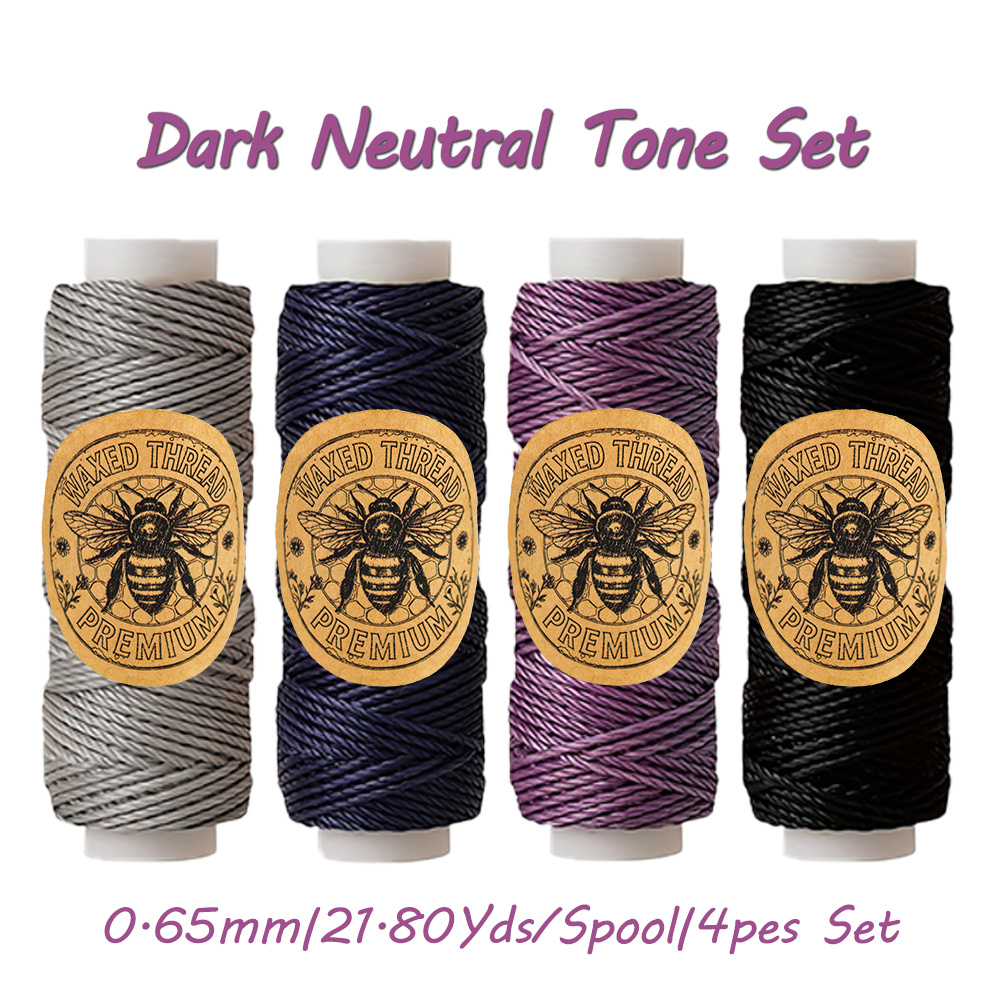 TEMU Four-color Multifunctional Round Wax Thread Set, Thread Diameter 0.65mm, Each Roll Length 21., Total Length 87.; Wear-resistant Thickened Sewing