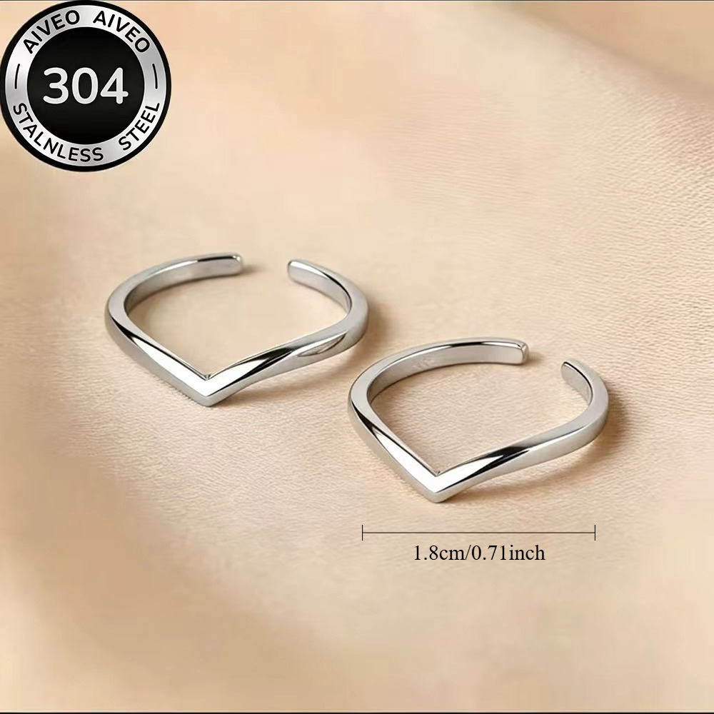 2pc Golden Stackable Open Rings Set, Hypoallergenic Stainless Steel