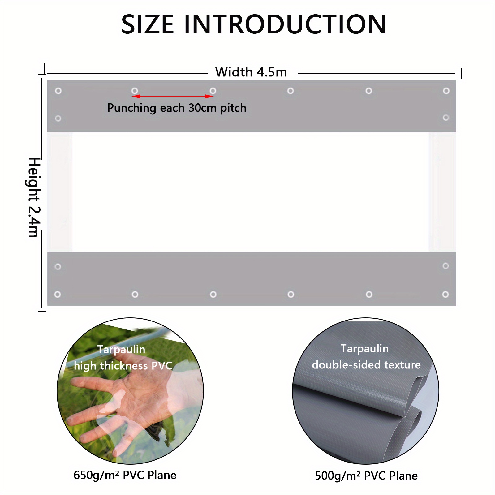 Image of Topchances Heavy-duty Waterproof Pvc Tarpaulin Features A Design With Metal Rings 30cm Apart. Durable, , And Suitable For Outdoor Garden Covering.