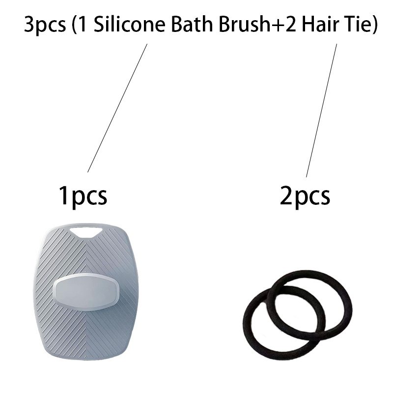 3pcs Set Silicone Bath Brush with Hair Ties