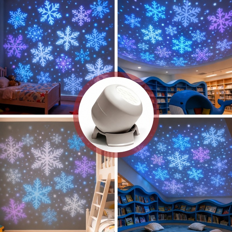 TEMU Led Snowflake Projection Light, Usb Powered Rotating Colorful Snowflake Night Light, Dynamic Ambient Projector Lamp For Bedroom, Birthday Party,