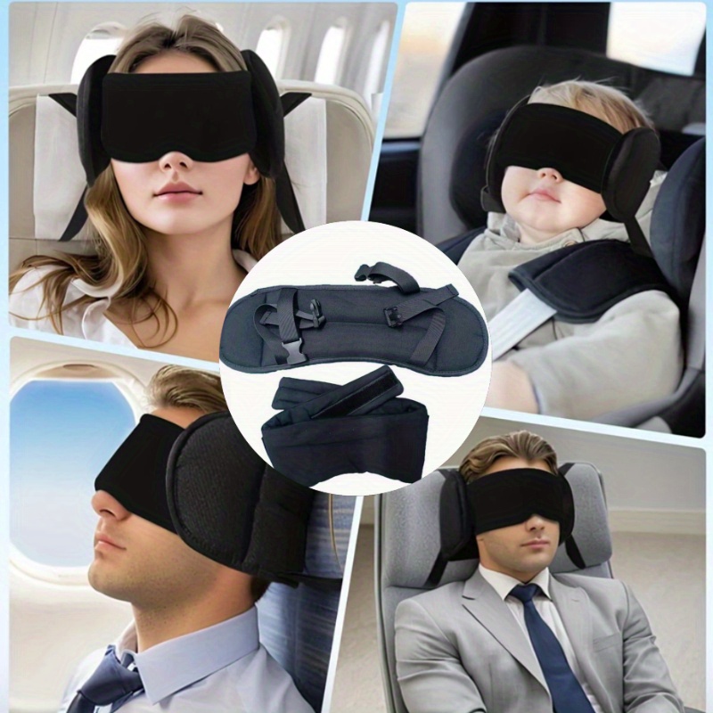 1pc adjustable travel pillow with sleep mask black neck support for long drinking nights rest ideal for airplane travel perfect gift for valentines day birthdays mothers day portable travel pillow   modal fabric 0