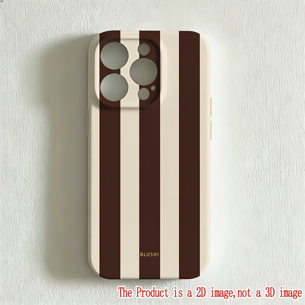 TEMU Phone Case: 2d Printed, 1 Phone Case - Brown And White Striped Print Phone Case, Suitable For Iphone 17 16 16e 15 14 13 12 11 Pro Max Xr Xsmax 8