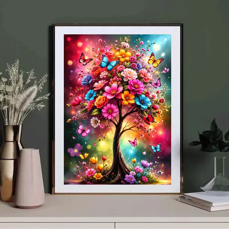 TEMU Kleurrijke Levensboom Diamond Painting Kit, DIY Volledige Strass Steentjes Knutselwerk, Ontspannende Handgemaakte Kunst voor Volwassenen, met