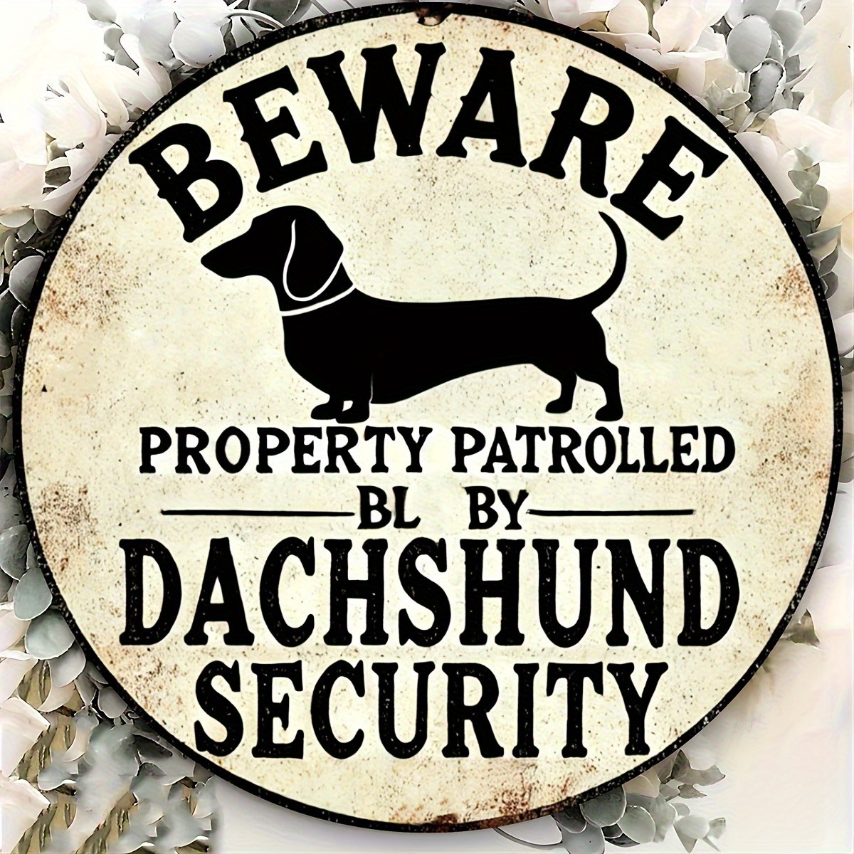 E-shop 2D Flaches Retro Beagle Sicherheitsschild, 1 Stück - Robuste Wanddekoration aus Holz, geeignet für Cafés, Bars und Wohnungen im Freien, kein