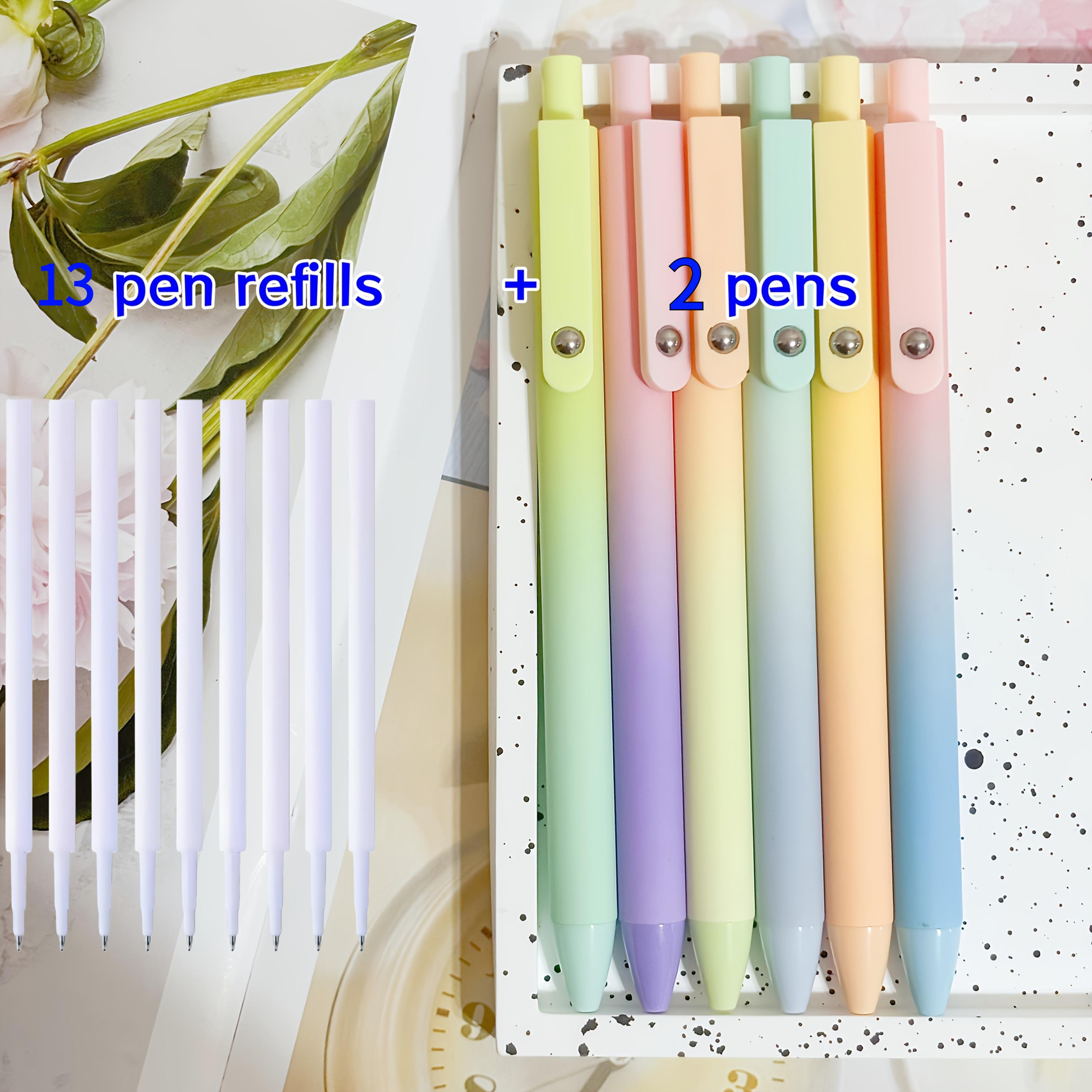 TEMU 15pcs Gradient Black Ink Gel Pen And Refill Set, 6 Colors (2 Random Pens + 13 Refills), Fine Tip, Smooth Writing, Quick-drying Black Ink.