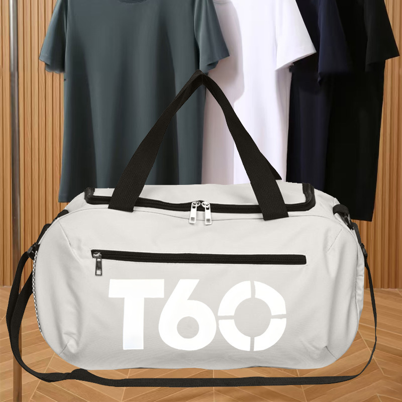 A Single T60 Printed Lightweight Crossbody Bag Featuring a Zipper, This Spacious Gym Bag Made of Oxford Cloth Is Versatile And Portable. Ideal for Sports, Travel, And Yoga, It Comes in Blue And Is Designed As a Ladies' Crossbody Bag
