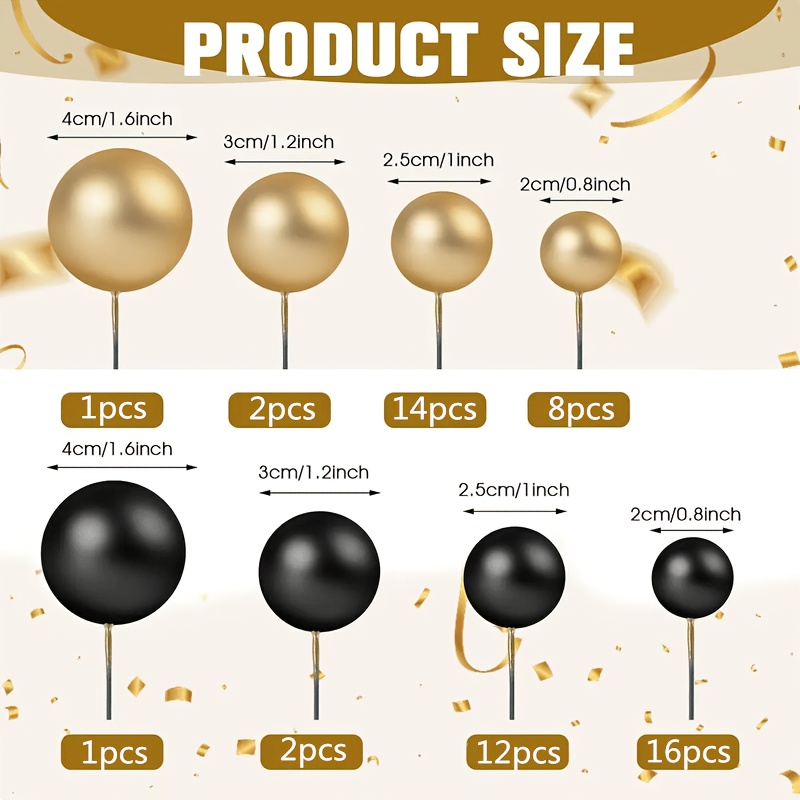 Image of 56pcs And Matching Cake Decoration Balloons Cupcake Decoration Foam Cake Decoration Ball Cake Ball Decoration Birthday Party Wedding Anniversary Cake Decoration, Halloween, Christmas