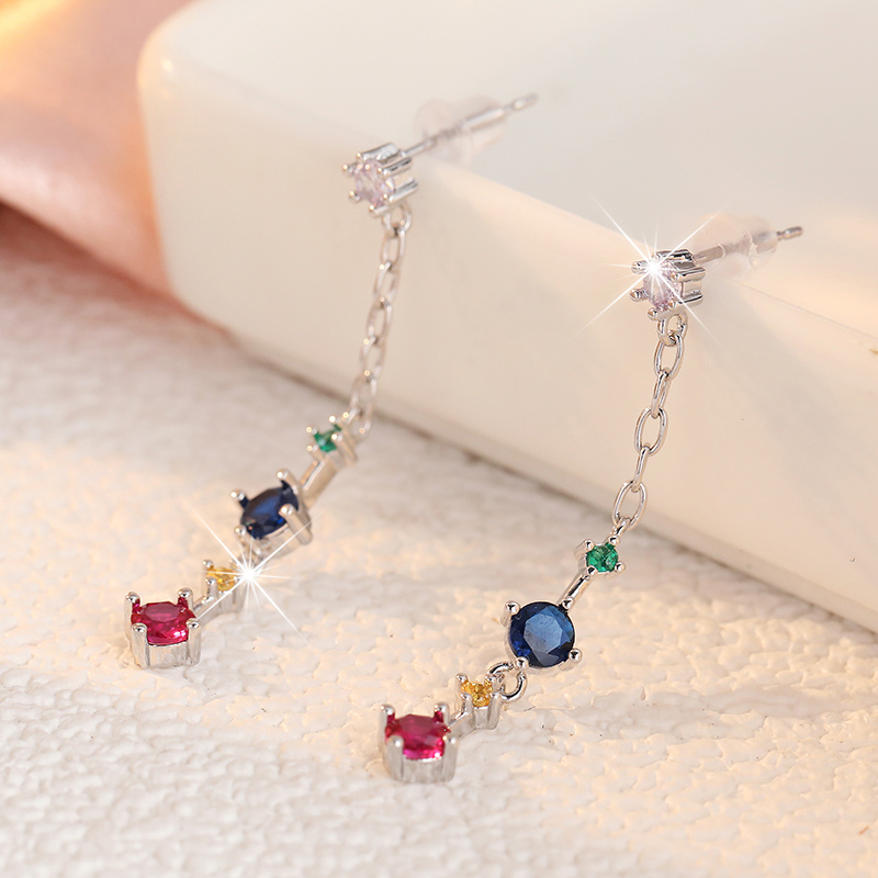 Women's Stylish Su Ear Studs with Colorful Synthetic Zirconia