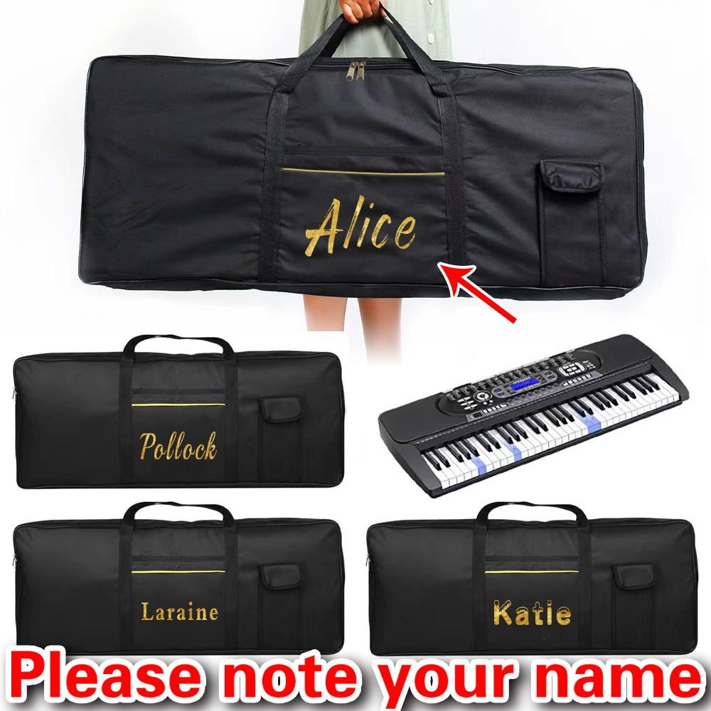 

Personalized 61-key Electronic Carrying Case, Custom Name Nylon Keyboard Backpack, Waterproof Travel Organizer With Accessory Storage, Black, Accessories