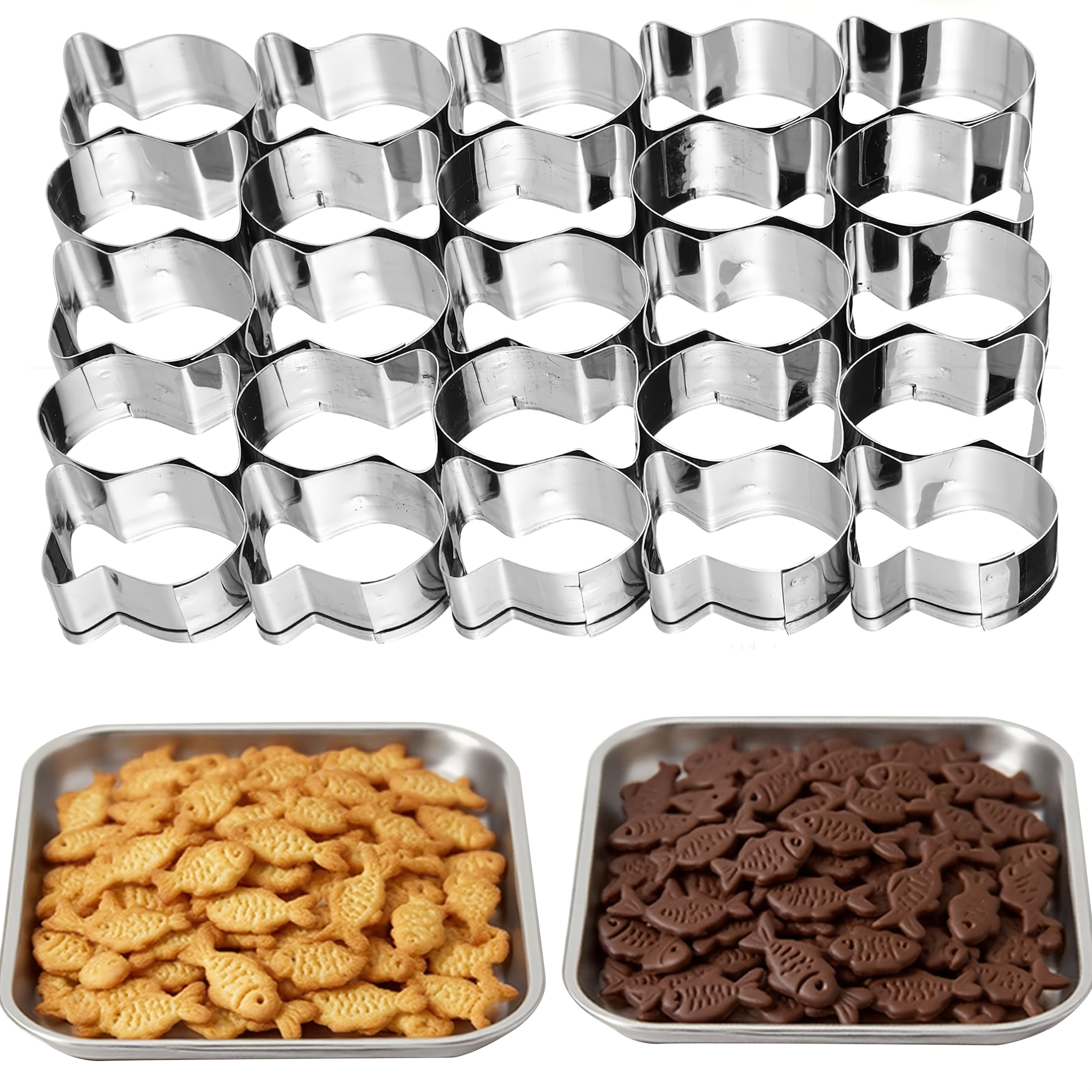 TEMU 25pcs Mini Goldfish Cookie Cutter Set, Stainless Steel Mini Baking Molds, Suitable For Making , Vegetable And Fruit Shapes, Pet Treats, And More