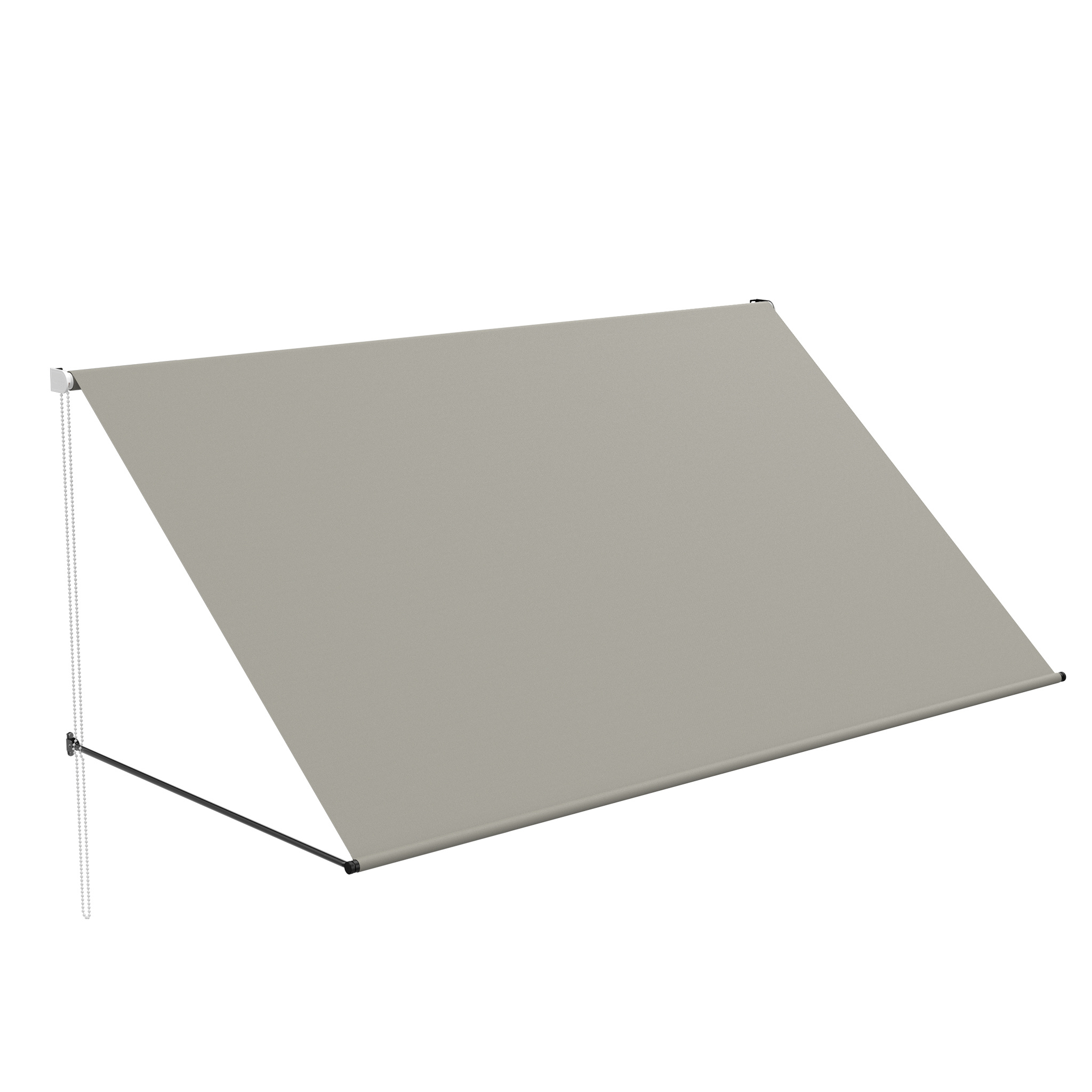 350x143cm Roller Blind For Sun Protection, Balcony Shade From 180g/m² Polyester, Featuring A Drop-arm Aluminum Frame, Uv-resistant Balcony Awning, Window Shade In , Grey, And Beige