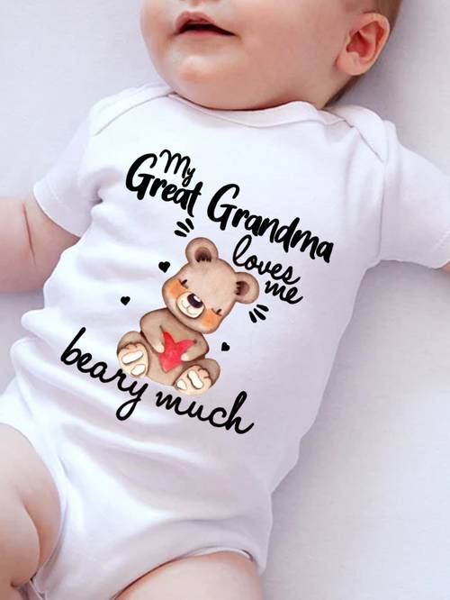 mothers day bodysuit my grandma very much letter short sleeve romper for boys girls soft cotton photos celebrations outfit outdoor