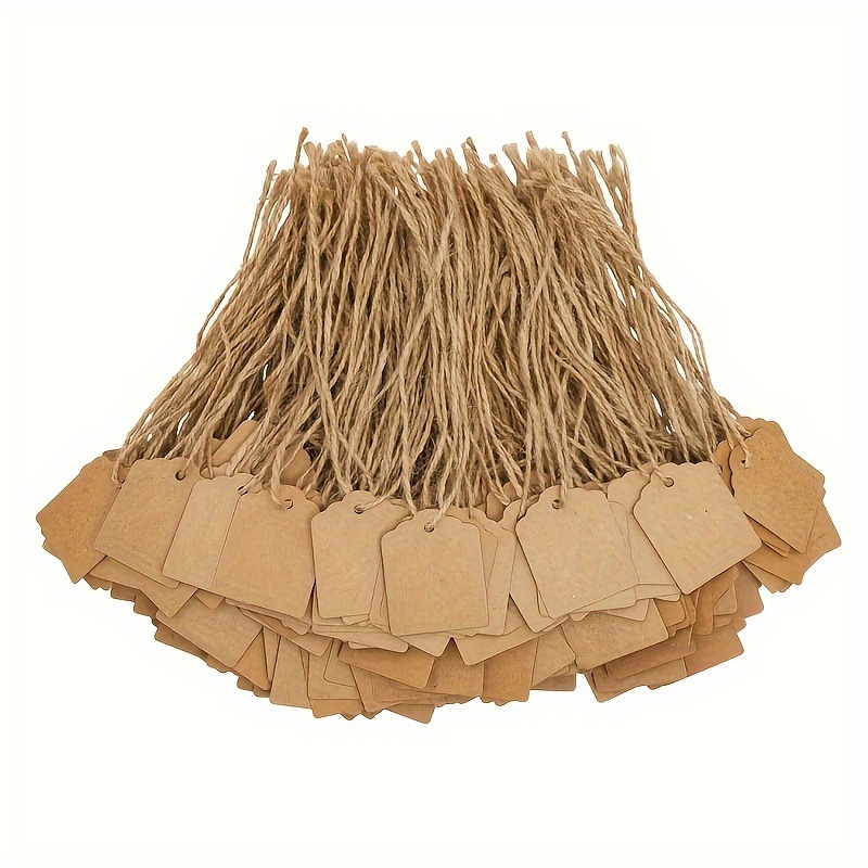 Image of 100pcs Of High-quality Gift Tags, Decorative Labels For Gifts, Double-sided Paper Tags, Includes Jute Strings, Craft Labels For Wedding, Birthday, Party Gifts, Christmas, And Thanksgiving
