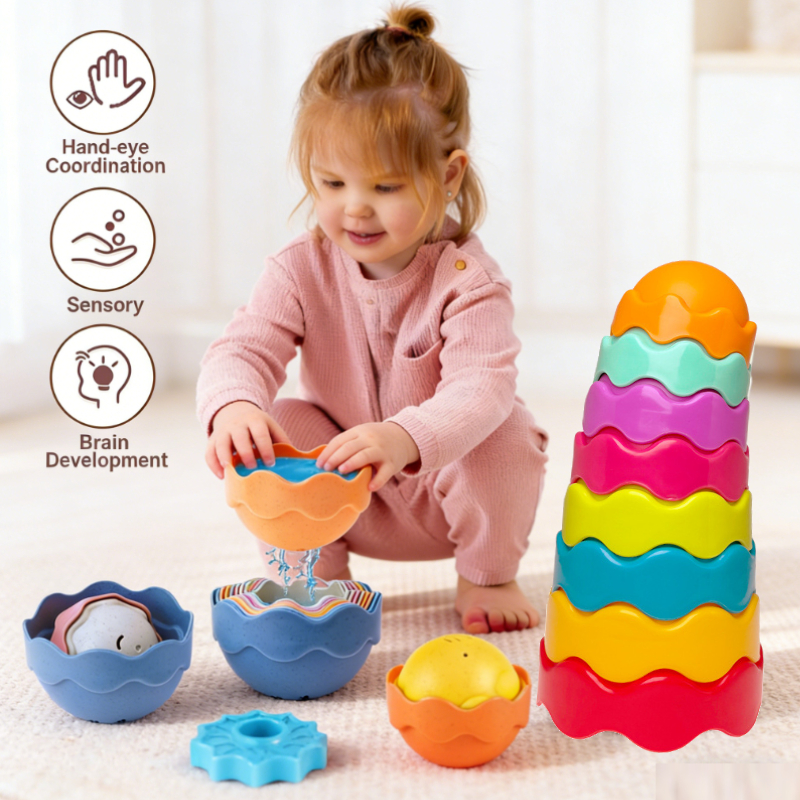 8pcs Educational Stacking Toy for Number and Size Recognition